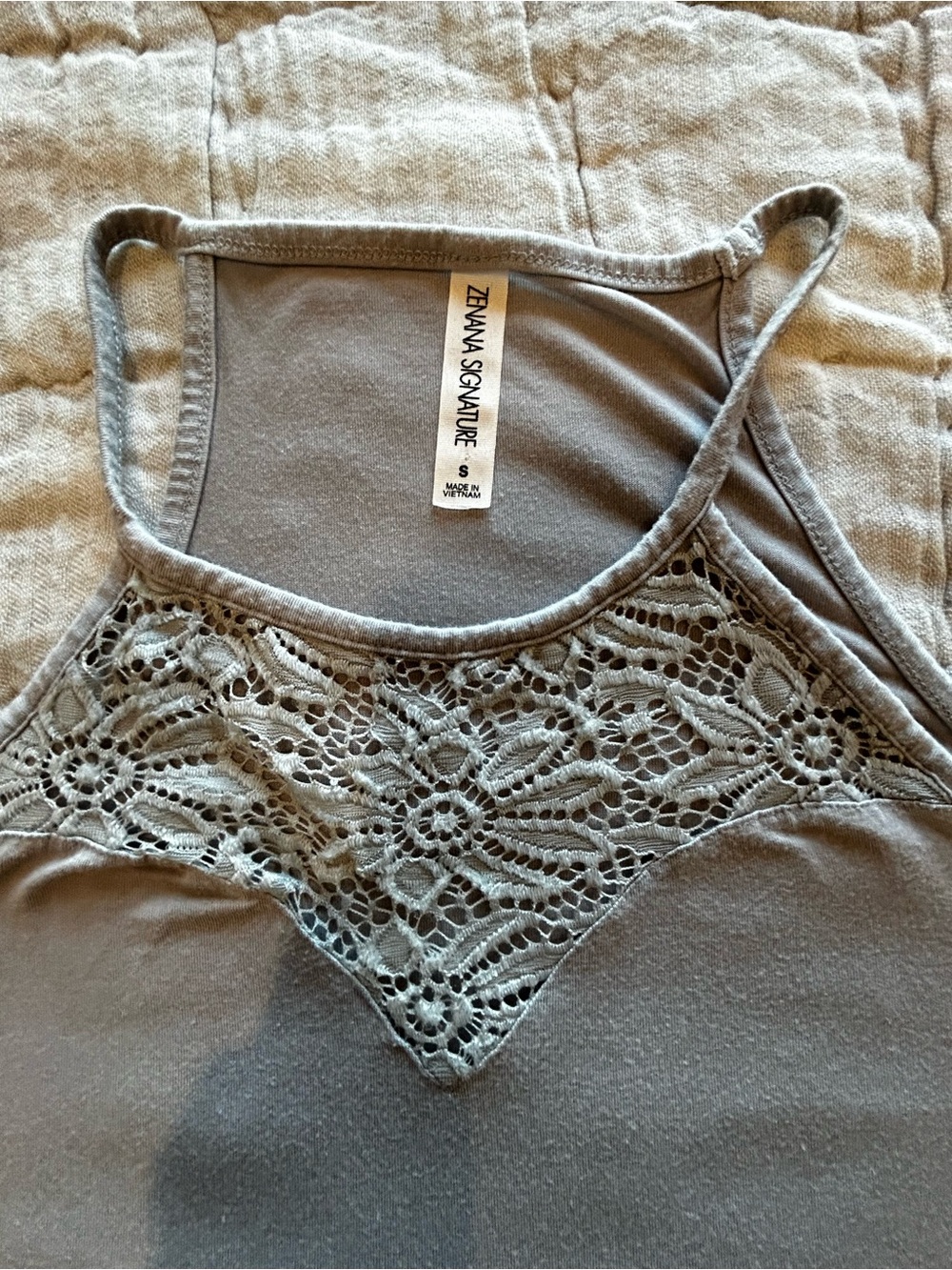 Signature Gray Lace Yoke Camisole